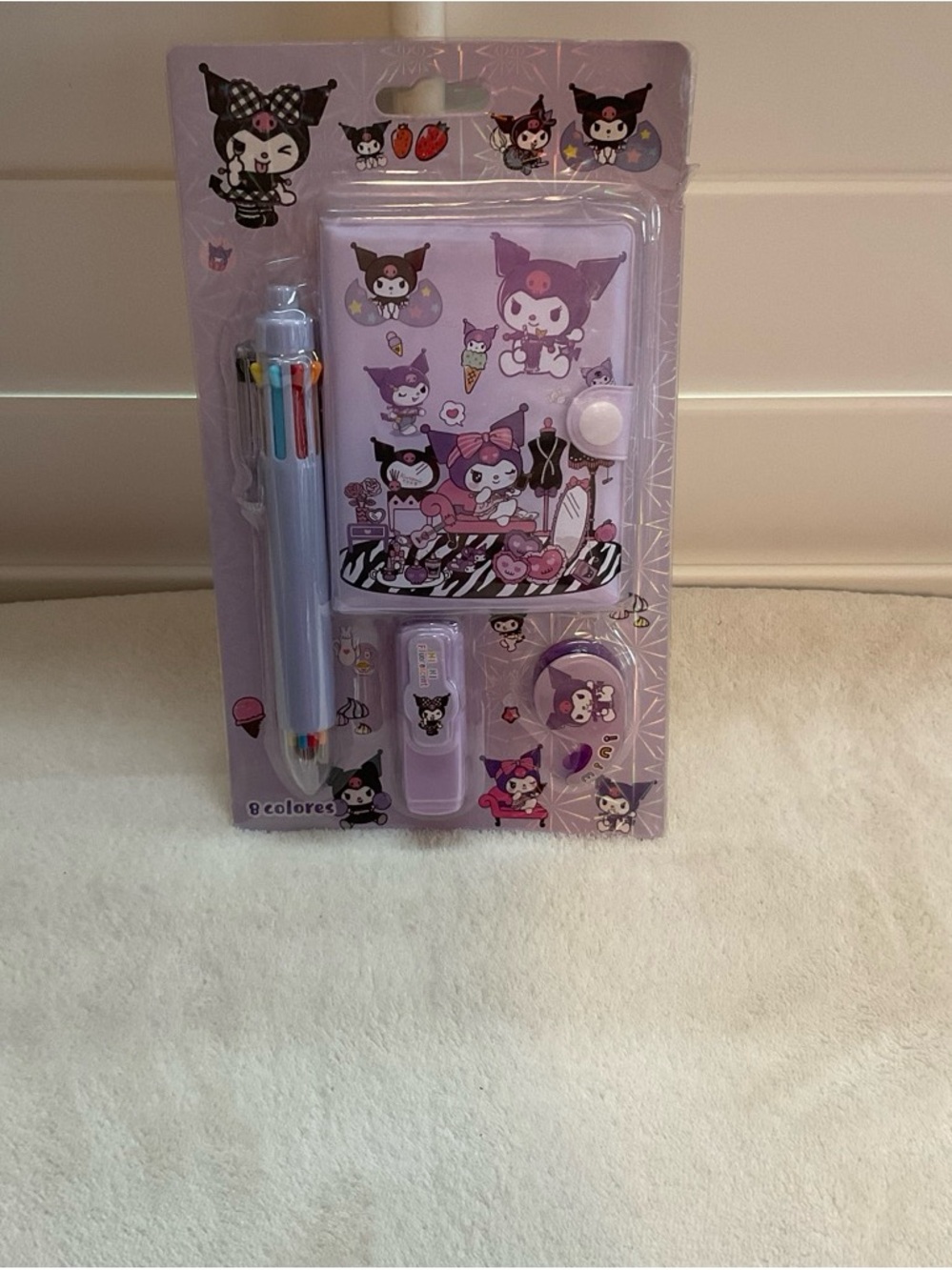 Purple Kuromi-Themed Kids Stationery Set by Sanrio